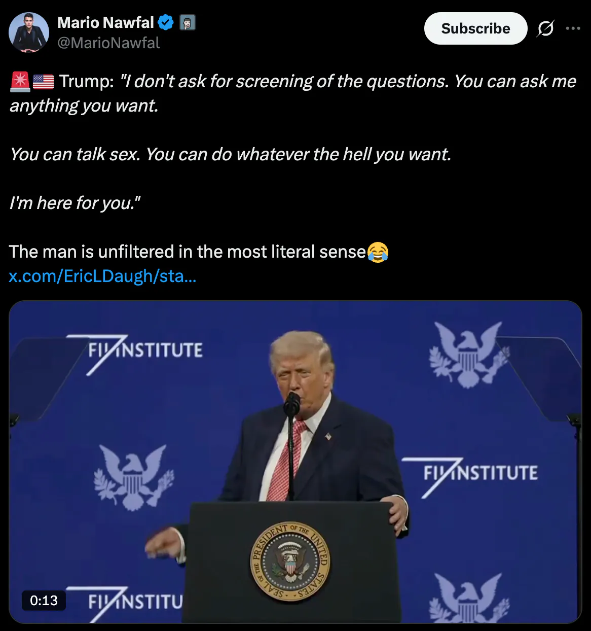 [속보]트럼프, "ㅅㅅ든 뭐든 물어봐라"