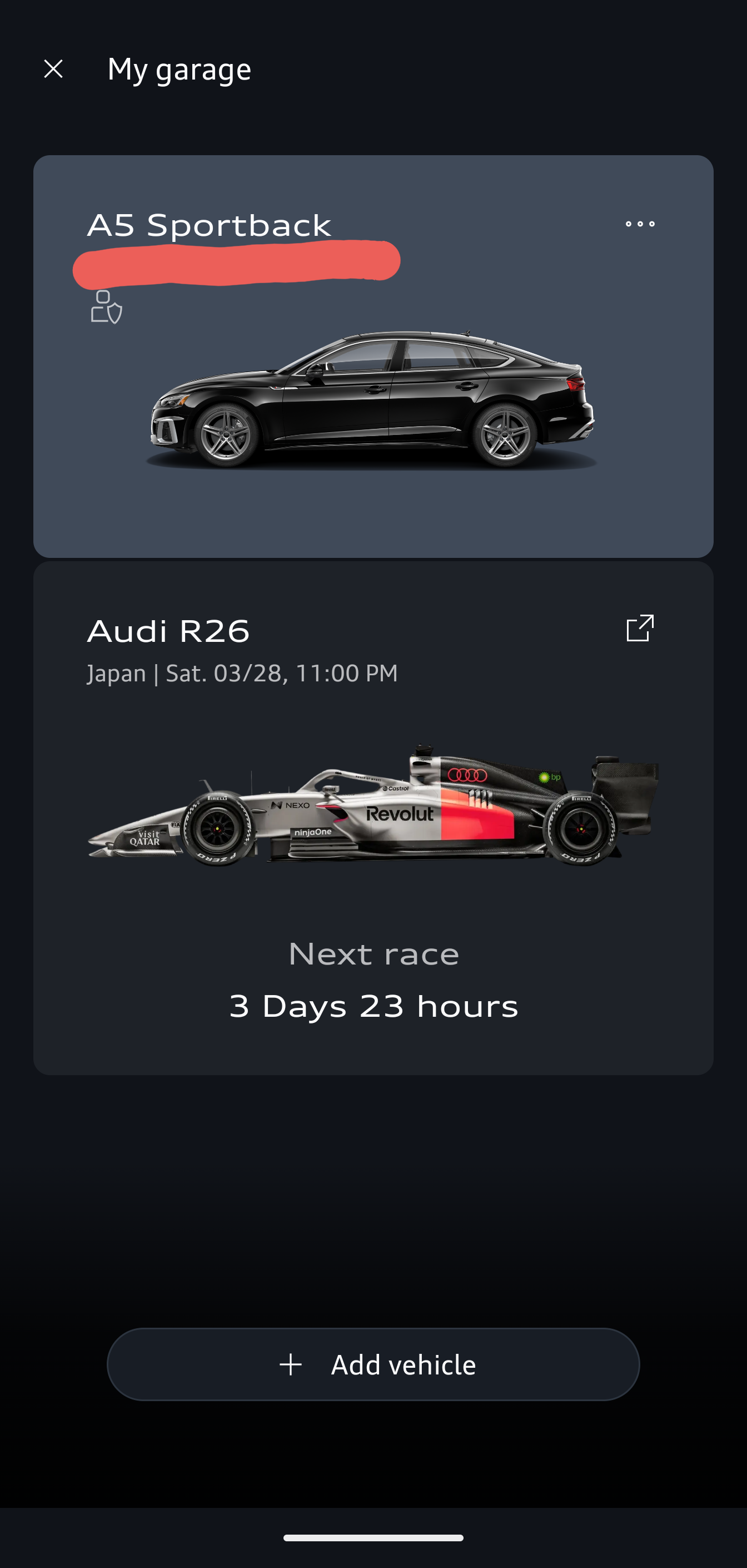 아우디 앱에 벌써 F1 레이스 일정 올라옴 ㅋㅋ